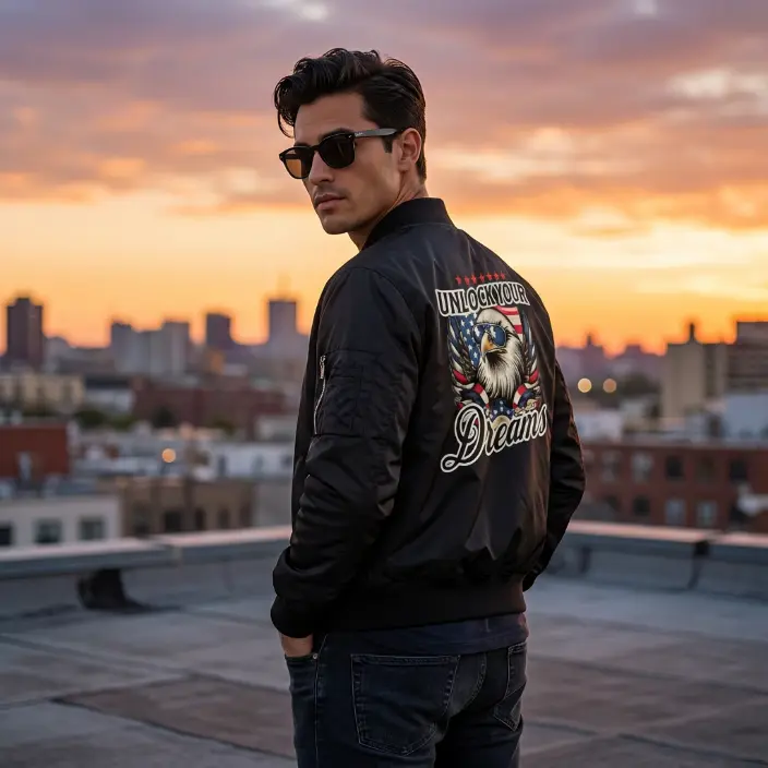 DaPrntx Studio Bomberjacke mit Adler Druck am Rücken